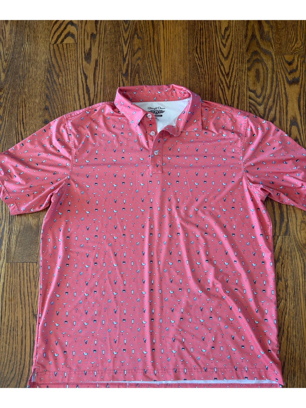 Men's Coral Short-Sleeve Polo with Micro Print